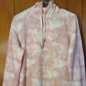 Casual Tie-Dye Pink Sweetshirt with Hoodie